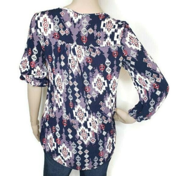 Mossimo Supply Co Womens M Multicolor Patterned Blouse long sleeve fall winter - Picture 7 of 8